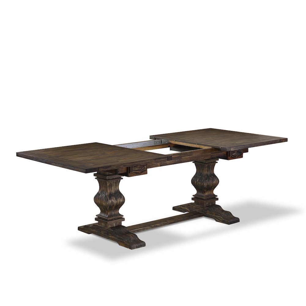 9-pc dining room table set with Chair’s Legs and Light Sable Linen Fabric. Picture 7