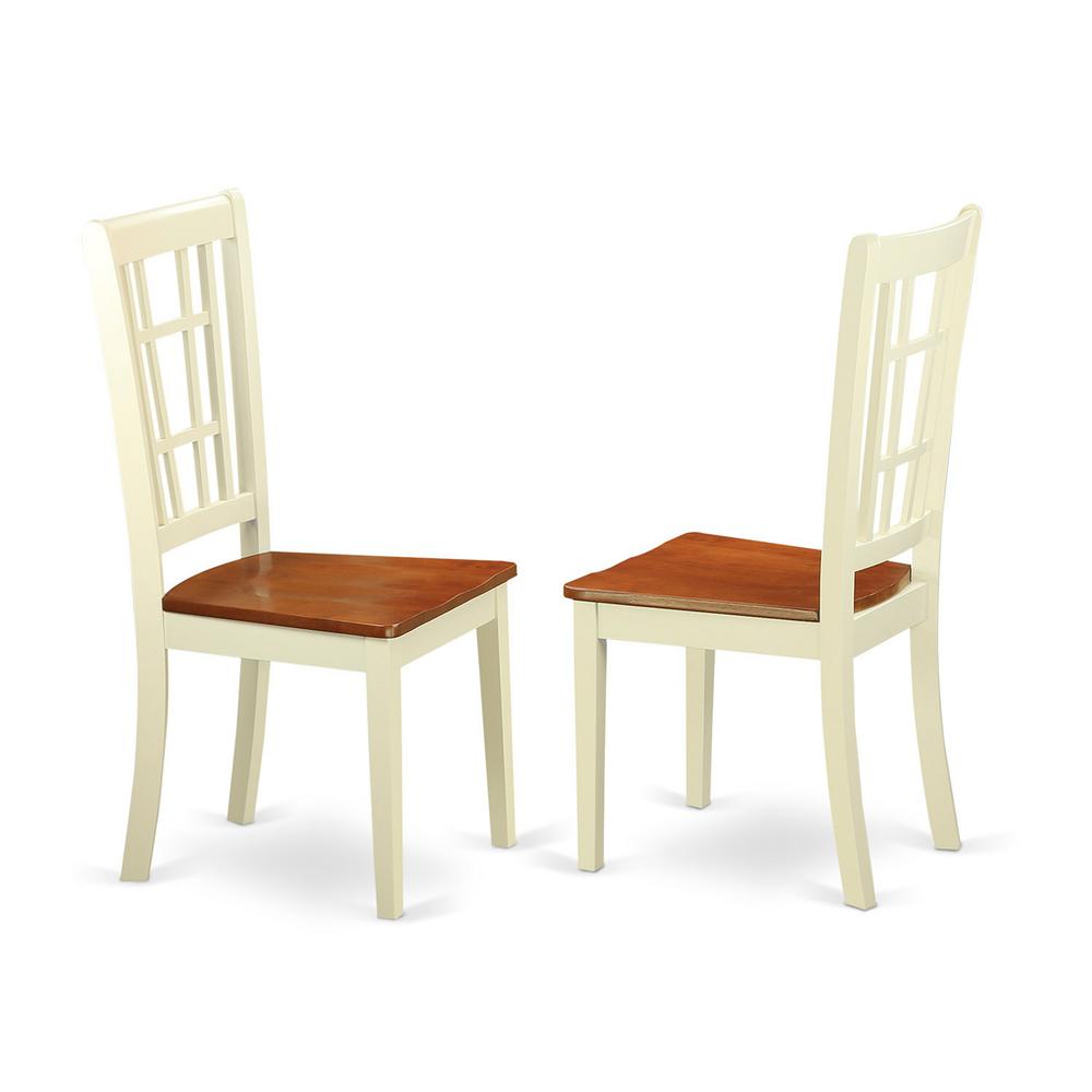 7  Pc  Kitchen  table  set  with  a  Dining  Table  and  6  Wood  Kitchen  Chairs  in  Buttermilk  and  Cherry. Picture 4