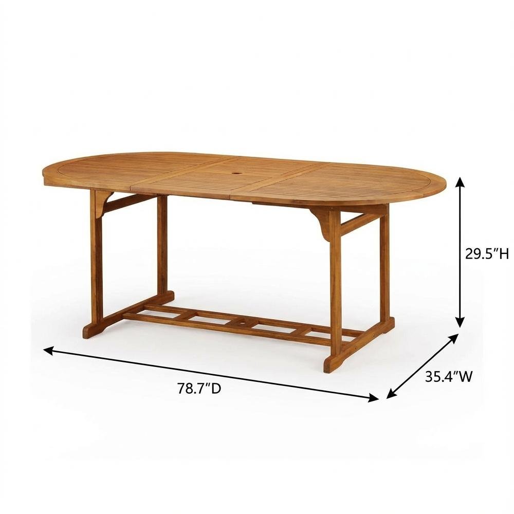 Oil-Finished Wooden Patio Dining Table with 8 Outdoor Side Chairs. Picture 6