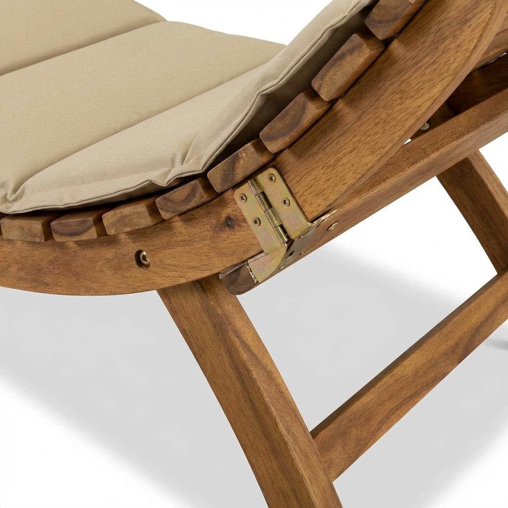 Oil-Treated Outdoor Lounge Chair with Weatherproof Wood and Comfortable Seating. Picture 5