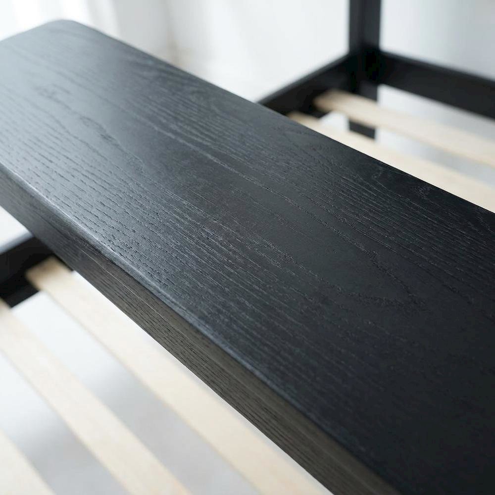 Solid Wood Platform Bed, Headboard & Footboard, No Box Spring, Ebony Oak, Queen. Picture 8