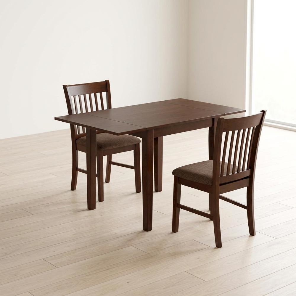 Wood Drop-Leaf Dining Table & Chairs 3-Piece Dining Set, Mahogany. Picture 3