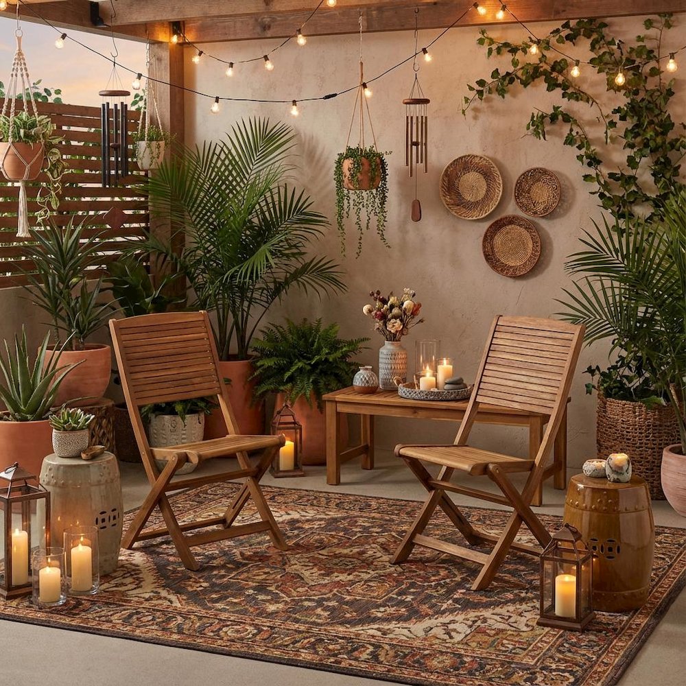 Oil-Finish Wooden Outdoor Patio Chair Set of 2 - Durable Finish, Foldable Design. Picture 3