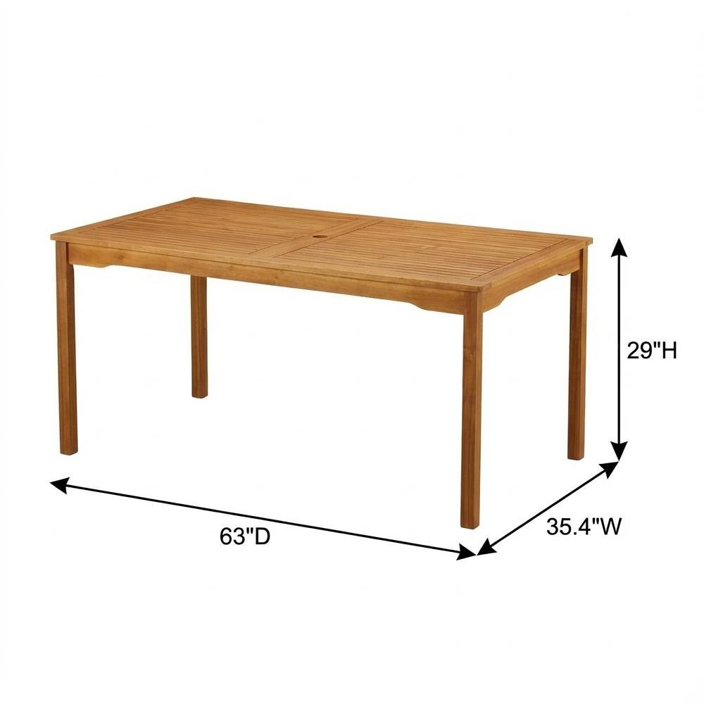 Wooden Patio Set Warm Oil Dining Table with 6 Outdoor Chairs. Picture 6
