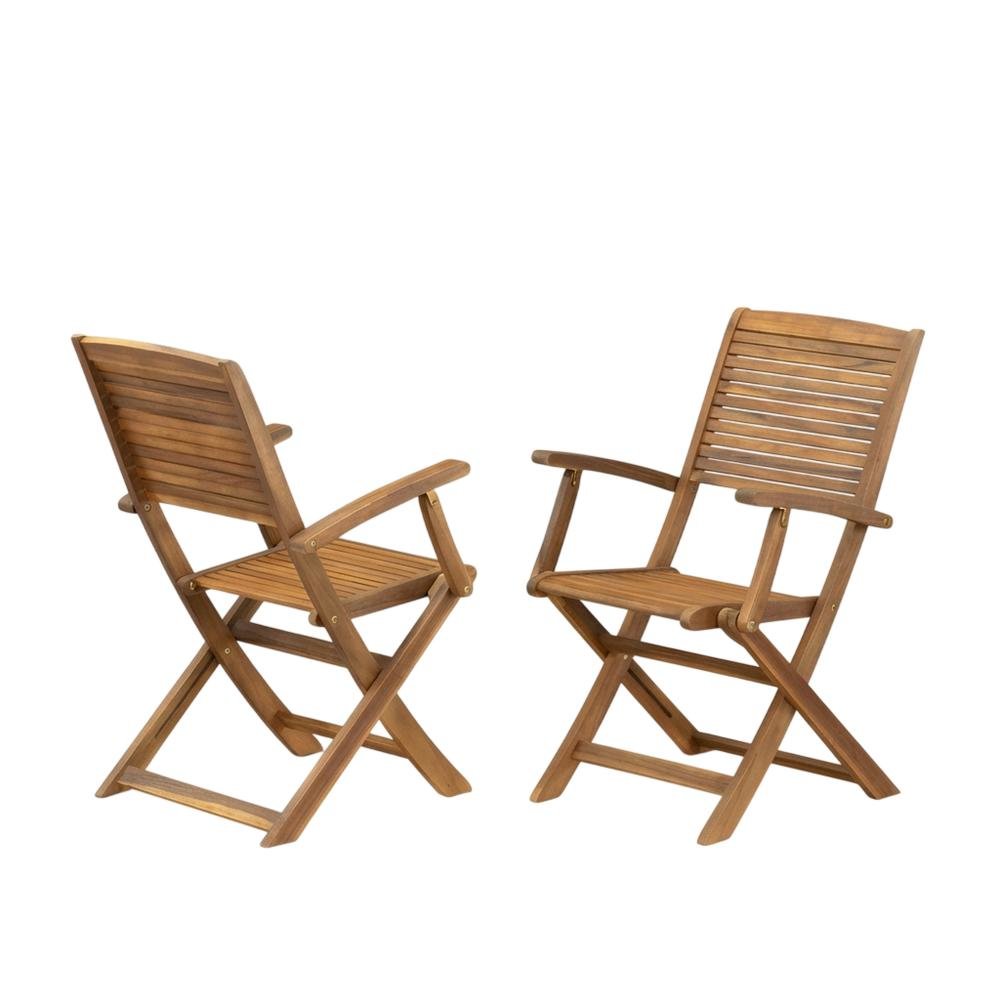 Oil-Finish Wooden Patio Chairs with Sturdy Frame and Weatherproof Finish. Picture 1