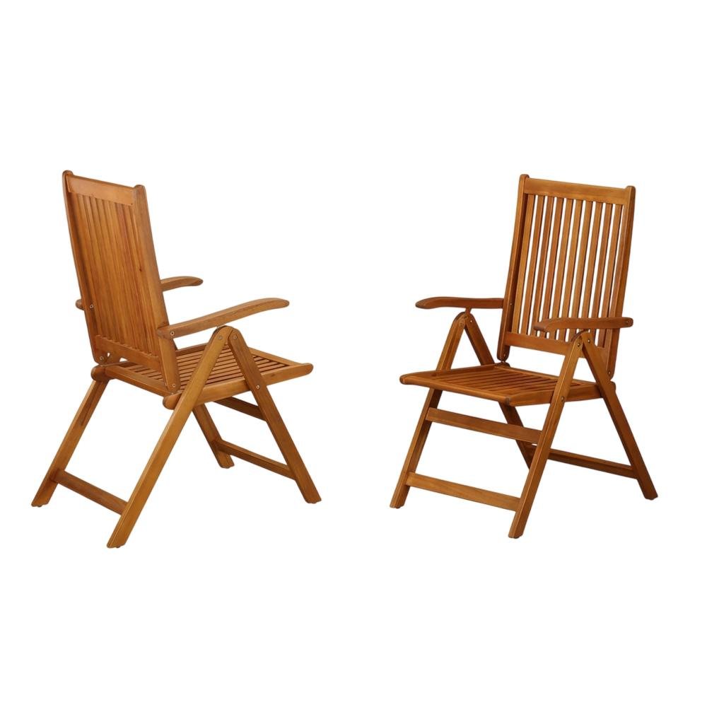 Wooden Patio Chair, Oil Finish Set of 2 - Durable Frame and Comfortable Seating. Picture 1