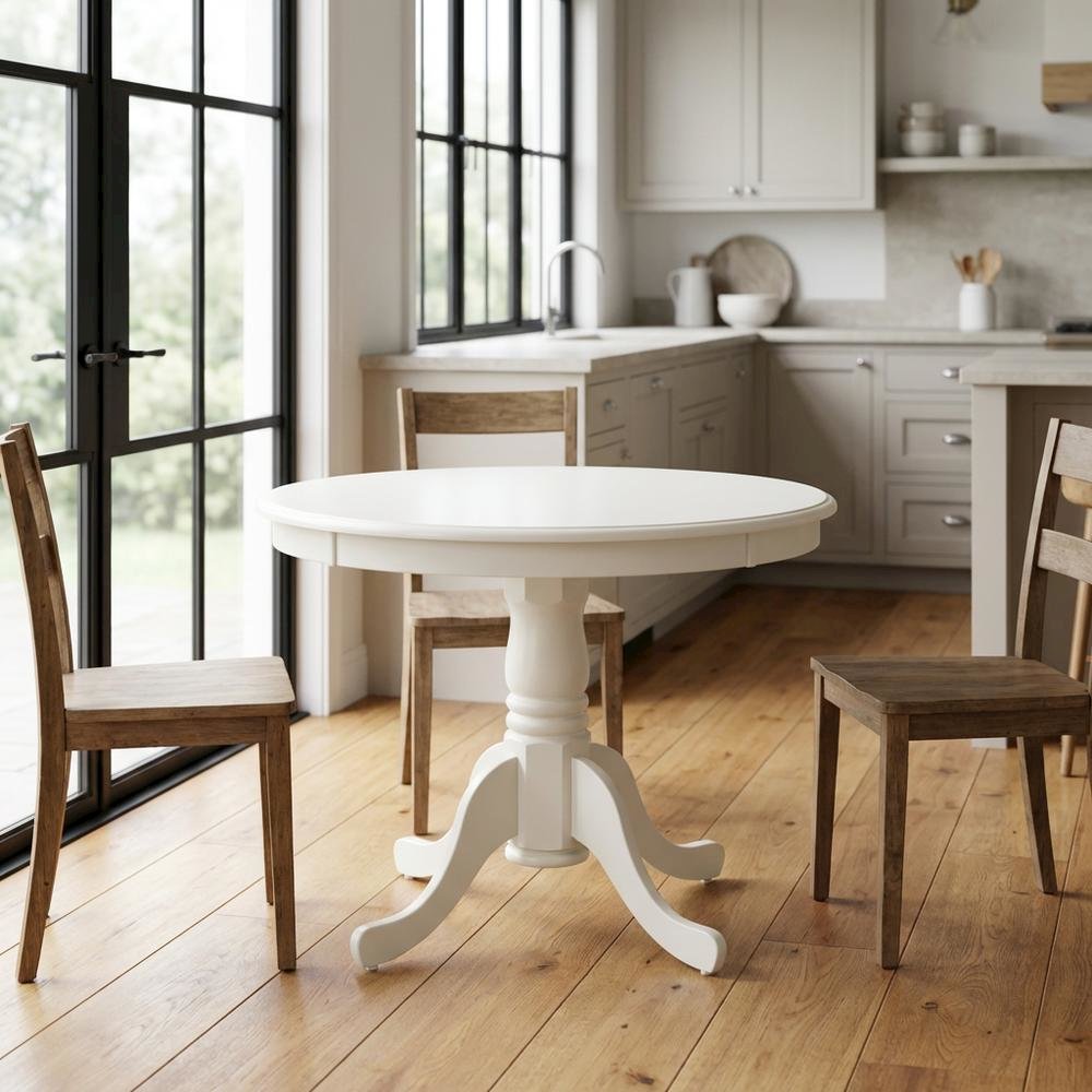 Elegant Round Small Dining Table – White Finish, Ideal for 2 or 4. Picture 2