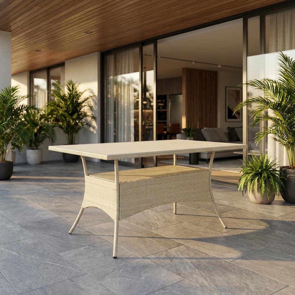 Wicker Outdoor Bistro Table with Linen Finish and Durable Wicker Surface. Picture 2