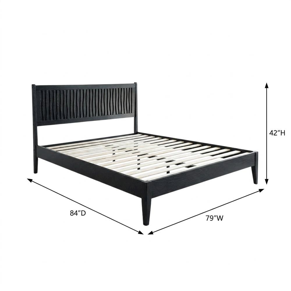 Solid Wood Platform Bed, Headboard & Footboard, No Box Spring, Ebony Oak, King. Picture 6