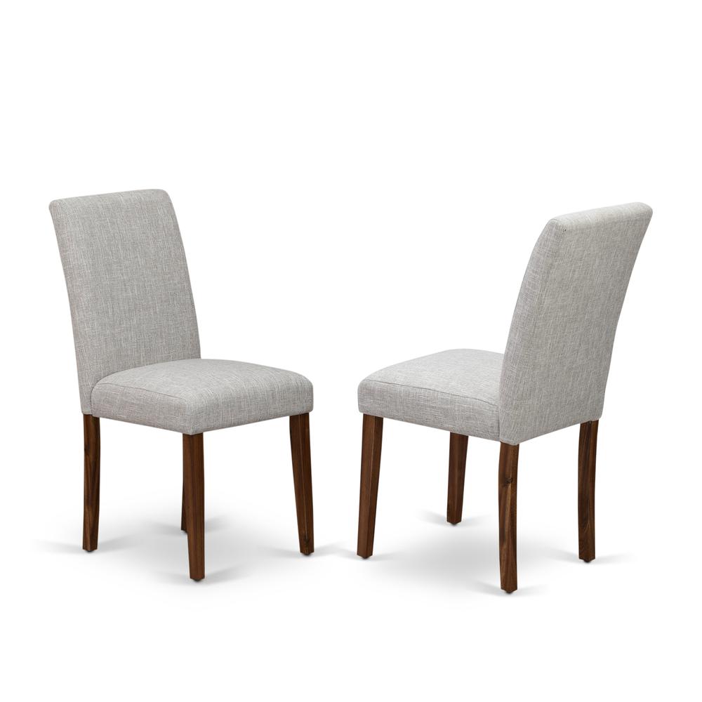 East West Furniture CNAB7-NN-35 7Pc Wood Dining Table Set Consists of a Wood Table and 6 Parsons Dining Room Chairs with Doeskin Color Linen Fabric, Medium Size Table with Full Back Chairs, Sand Blast. Picture 3