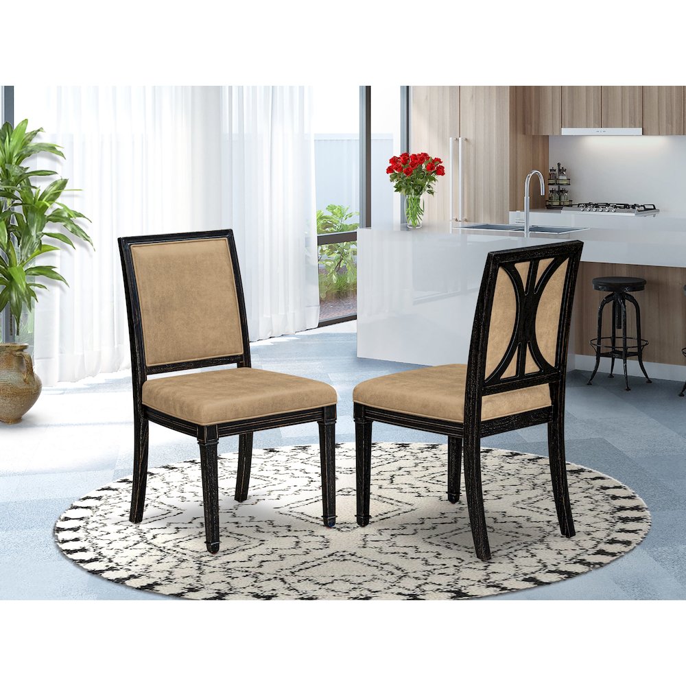 5 piece Kitchen Table Set of a Dining Table and 4 Dark Grey Modern Dining Chairs. Picture 7