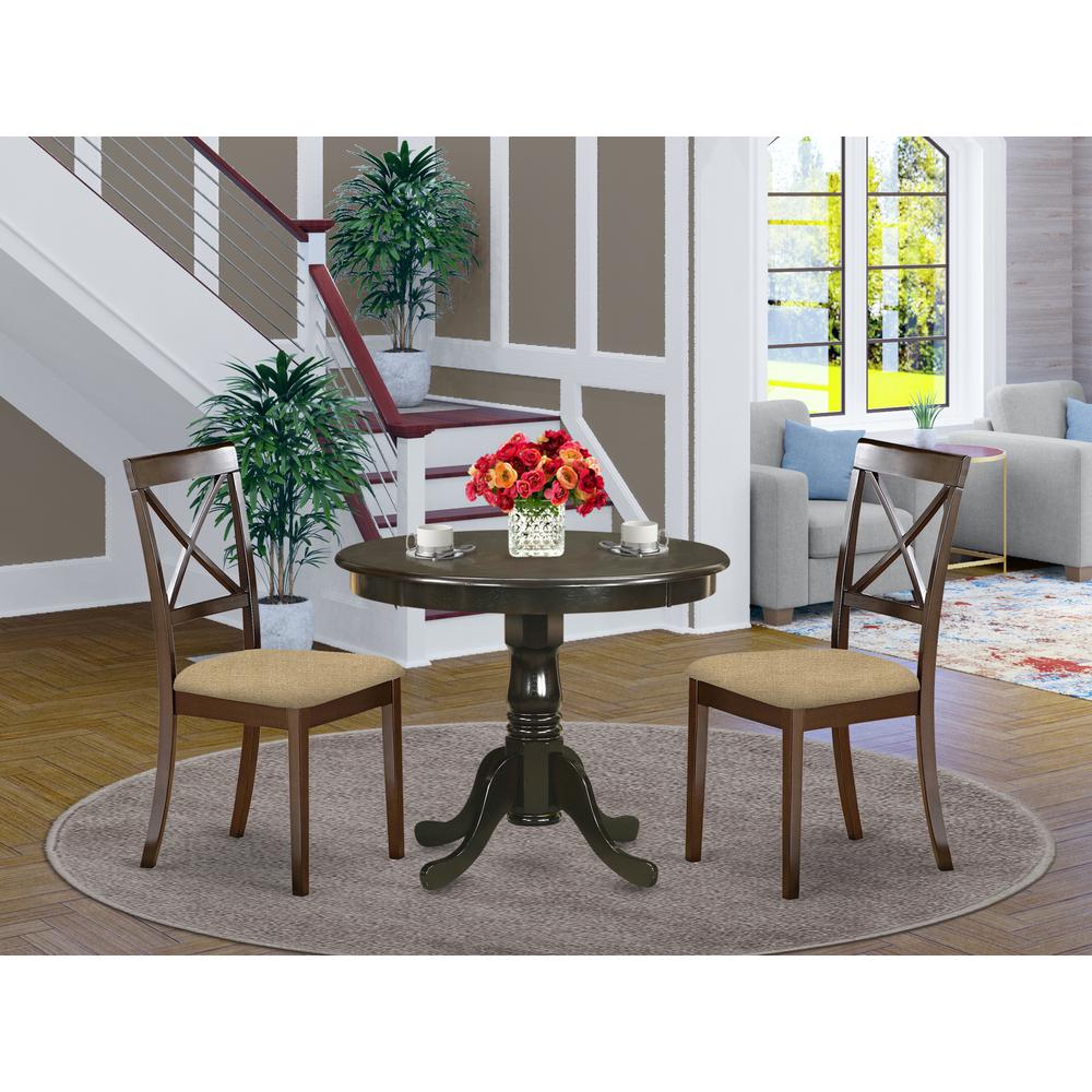 ANBO3-CAP-C 3 Pc Kitchen Table set-small Kitchen Table plus 2 Dining Chairs. Picture 2