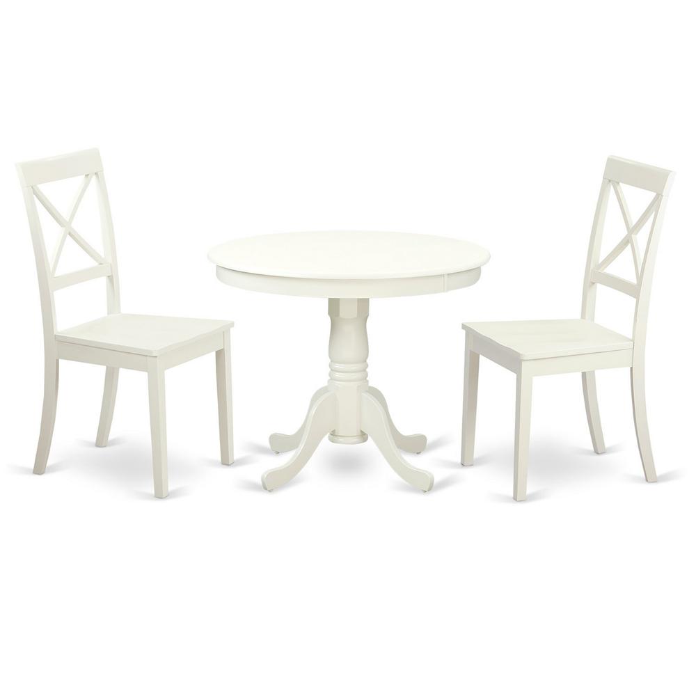 3  Pc  set-Table  and  2  Wood  Kitchen  Chairs  in  Linen  White  .. Picture 1