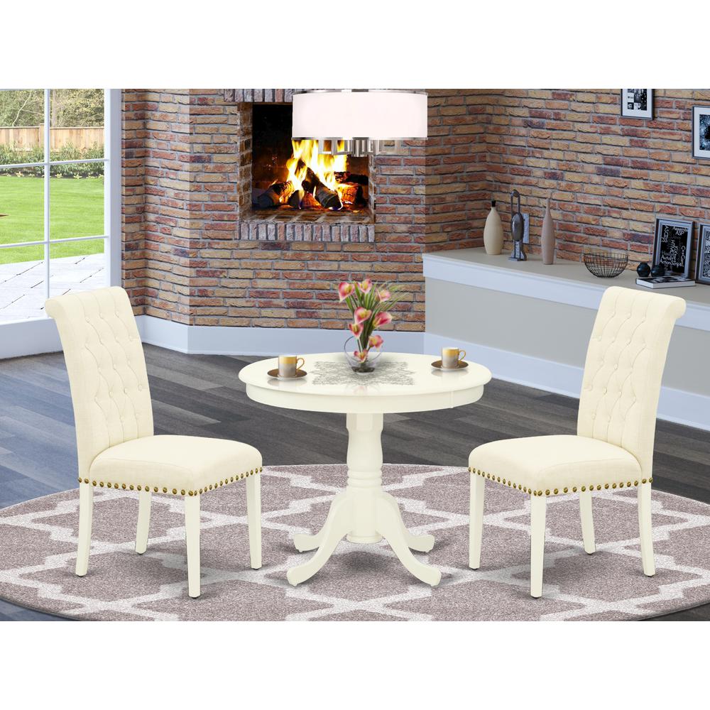 Dining Room Set Linen White, ANBR3-LWH-02. Picture 2