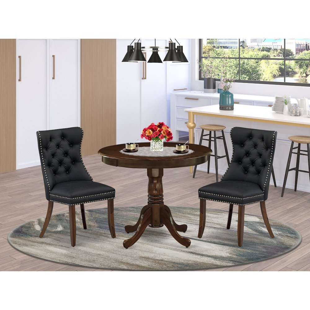 3 Piece Kitchen Table & Chairs Set Consists of a Round Dining Table. Picture 2