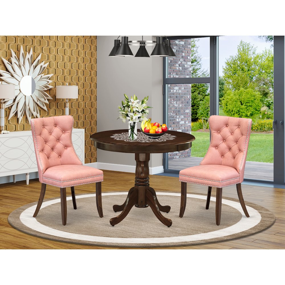 3 Piece Dining Set Contains a Round Kitchen Table with Pedestal. Picture 2
