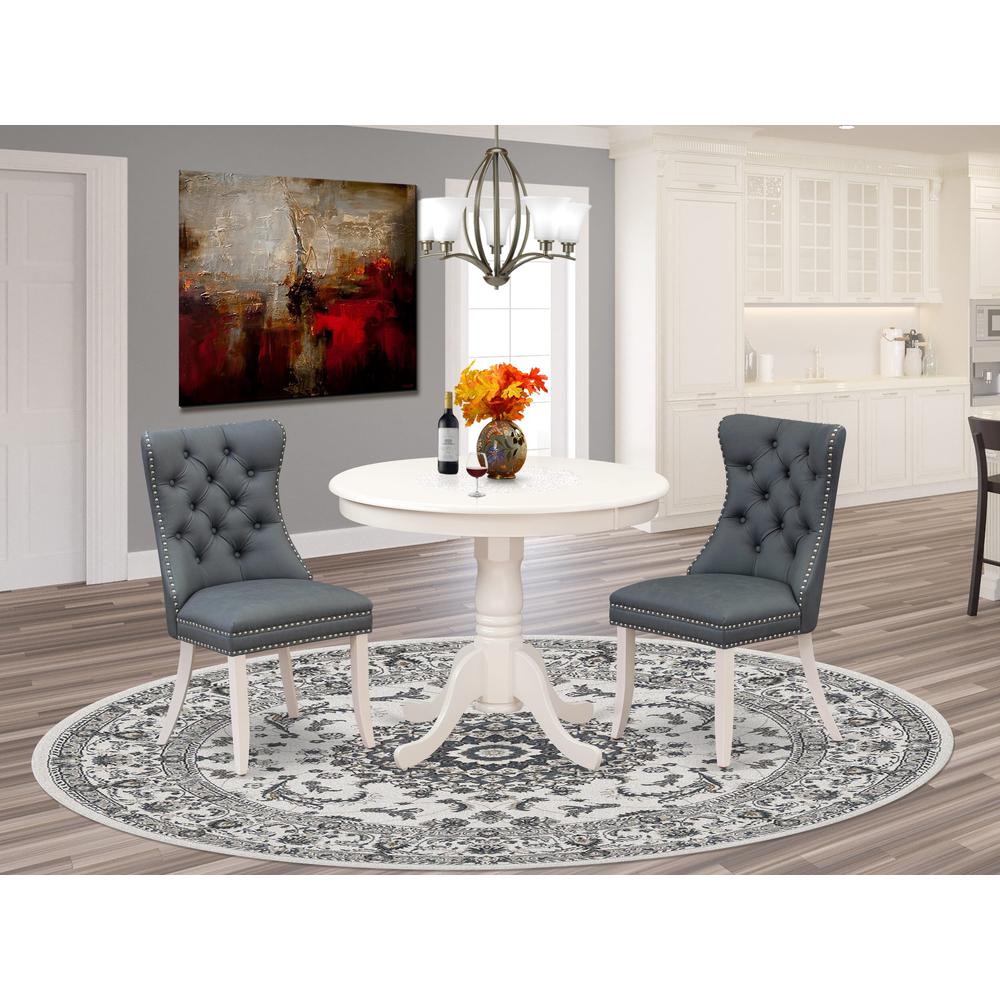 3 Piece Dining Set Contains a Round Kitchen Table with Pedestal. Picture 7