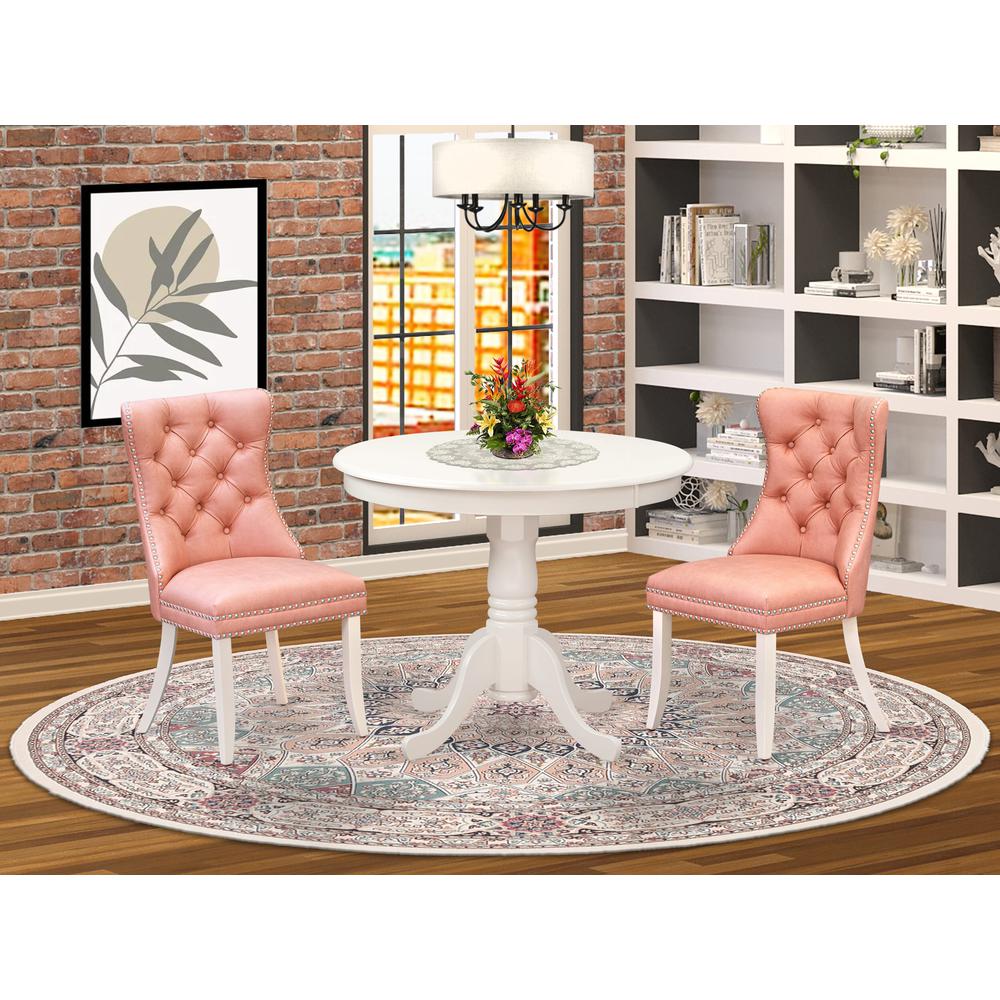 3 Piece Dinette Set Consists of a Round Kitchen Table with Pedestal. Picture 7