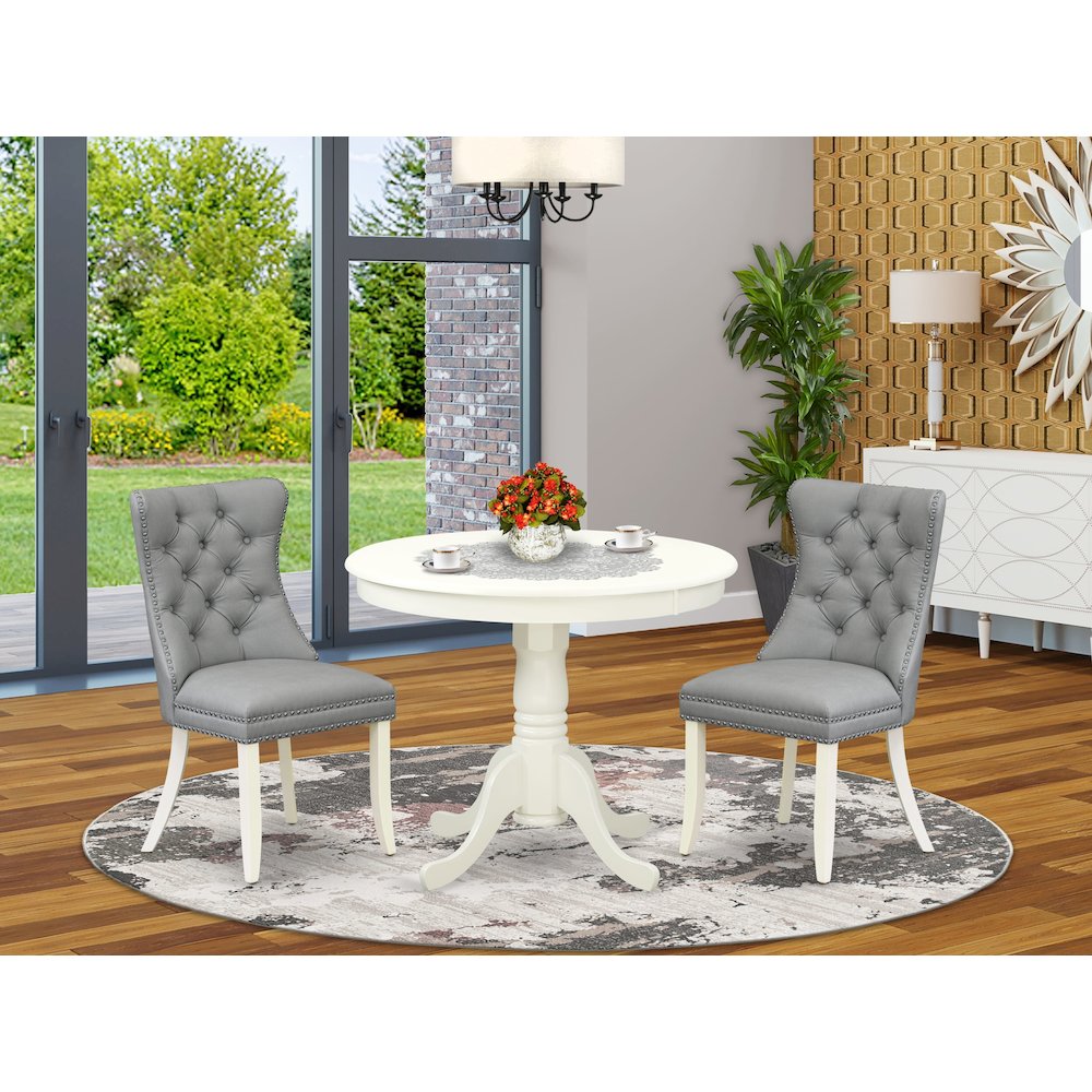 3 Piece Dining Set Consists of a Round Kitchen Table with Pedestal. Picture 2