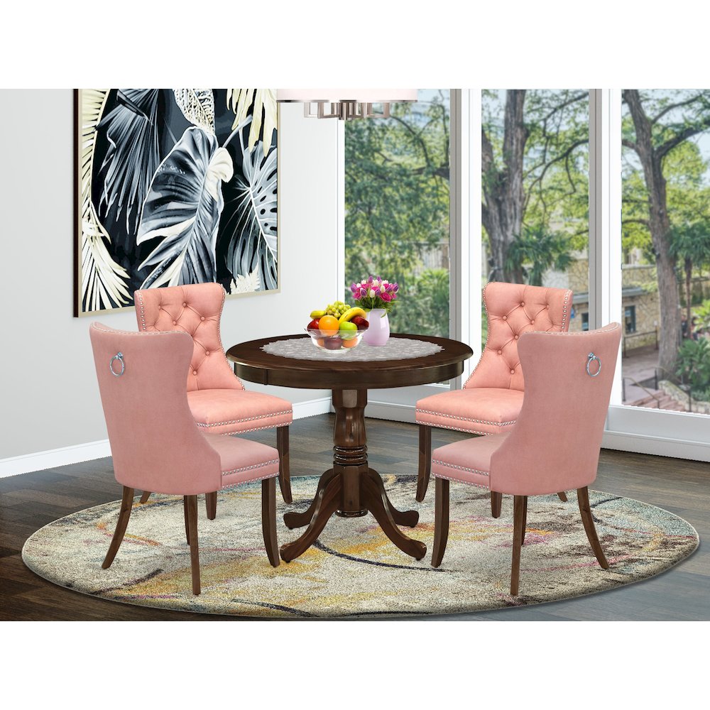 5 Piece Dinette Set Consists of a Round Dining Table with Pedestal. Picture 2