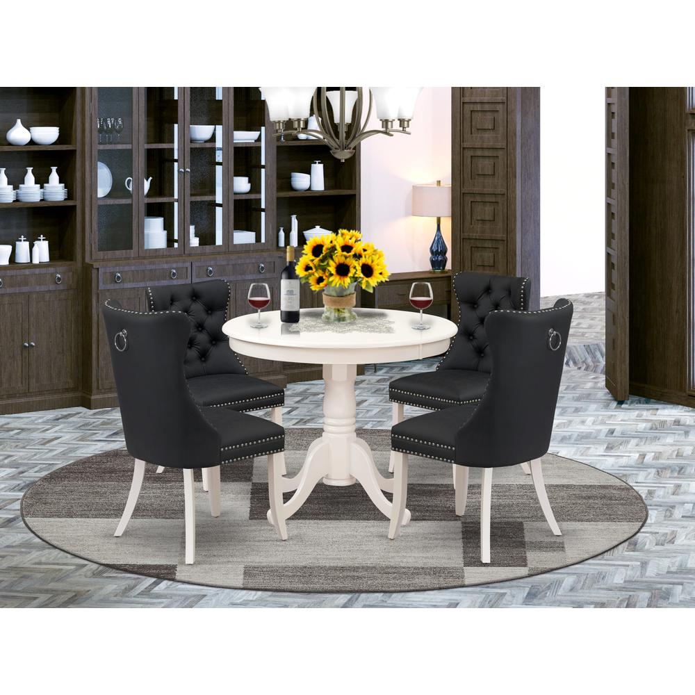 5 Piece Kitchen Set Contains a Round Dining Table with Pedestal. Picture 7