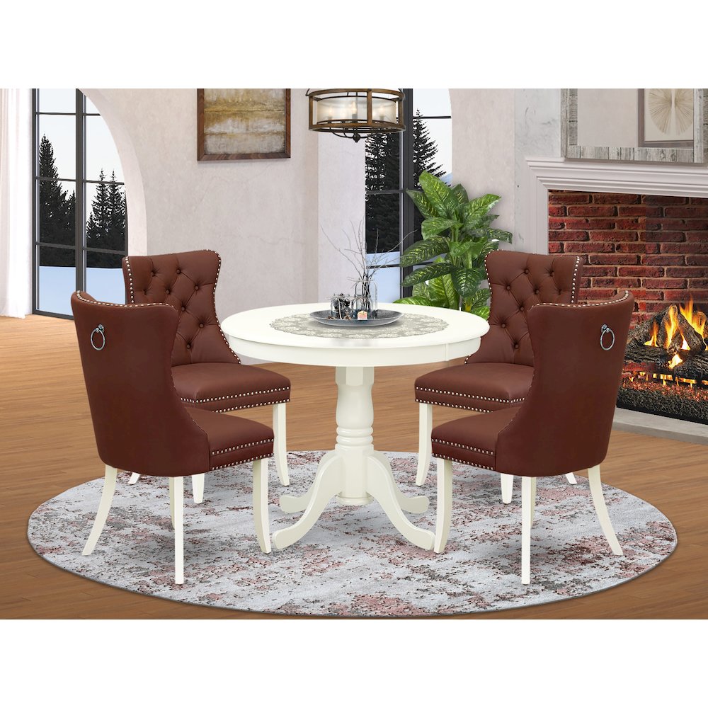 5 Piece Kitchen Table Set for Small Spaces Contains a Round Dining Table. Picture 2