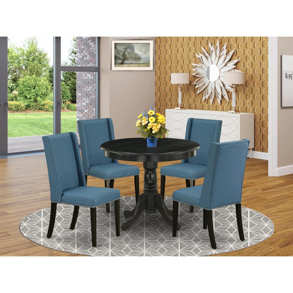 Dining Room Set Wirebrushed Black, ANFL5-ABK-21. Picture 2