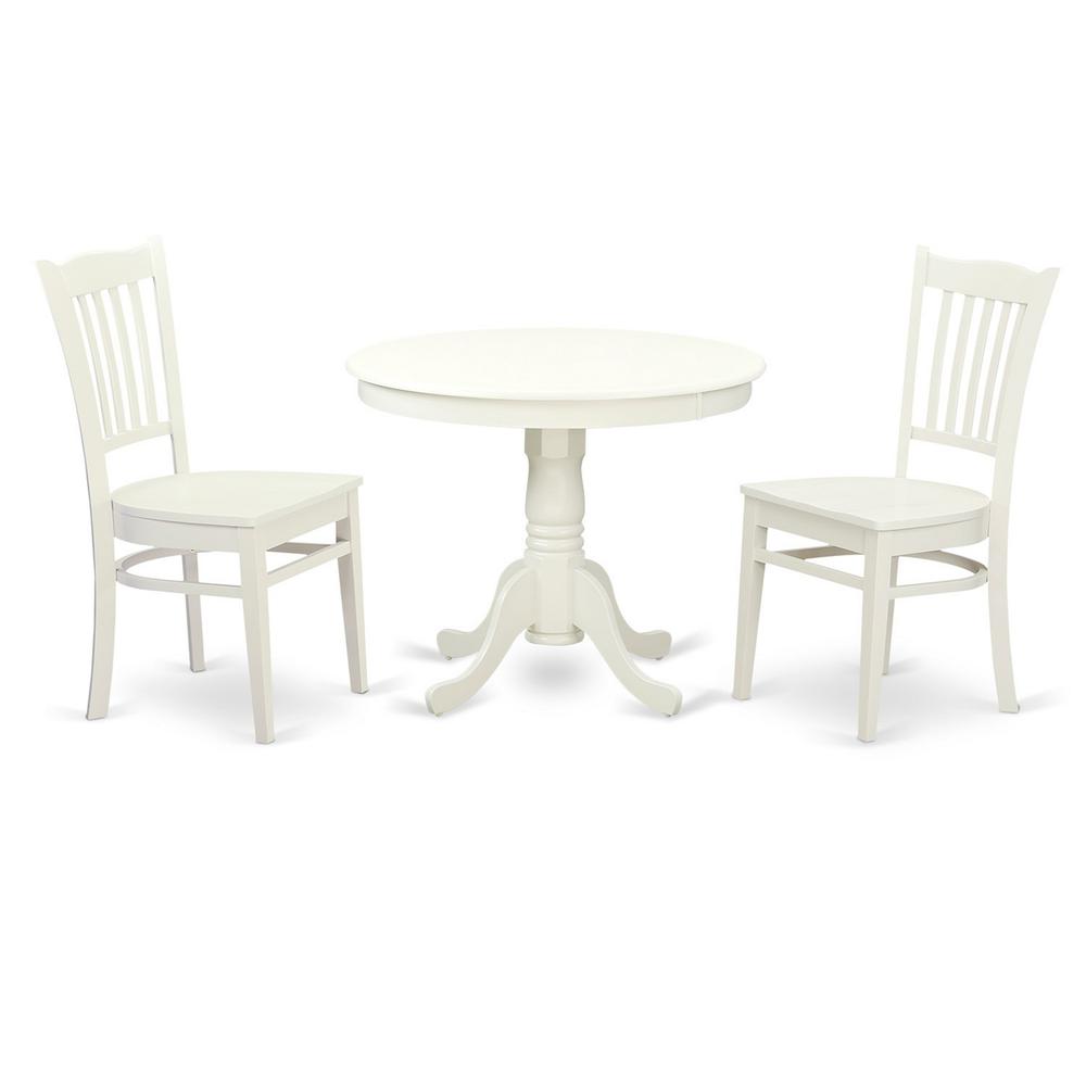 3  Pc  set  with  a  Table  and  2  Wood  Dinette  Chairs  in  Linen  White.. Picture 2