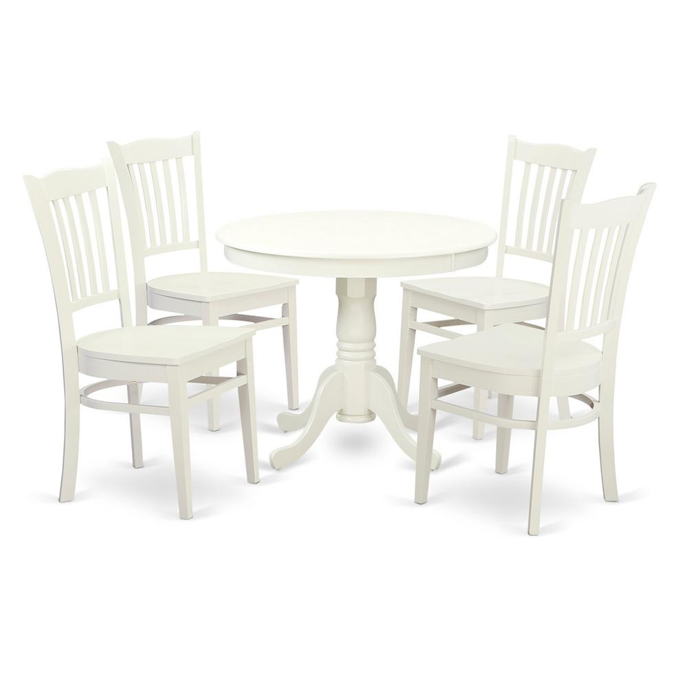 5  Pc  set  with  a  Kitchen  Table  and  4  Wood  Kitchen  Chairs  in  Linen  White.. Picture 1
