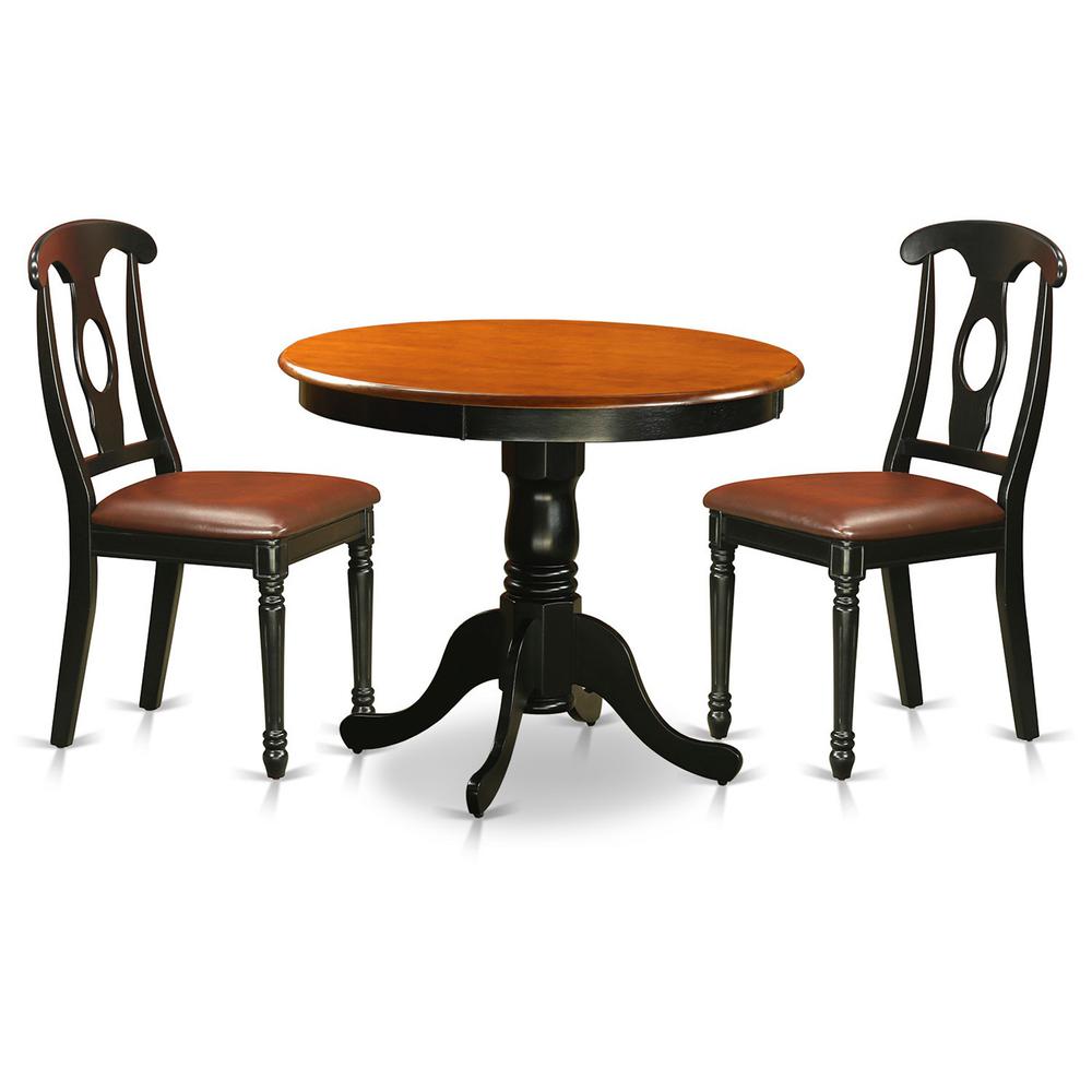 Black  3  Pc  Dining  room  setwith  2  Leather  Chairs. Picture 1