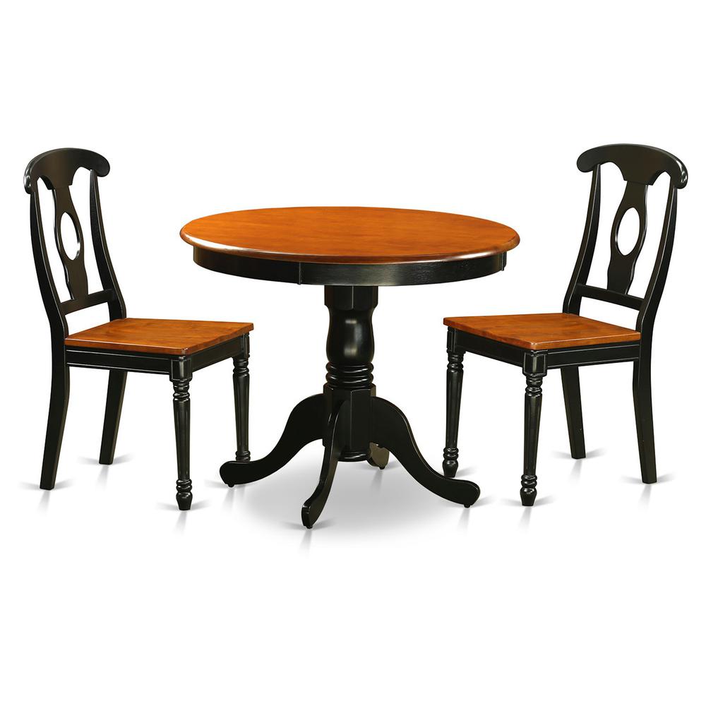 Black  3  Pc  Dining  room  setwith  2  Wood  Chairs. Picture 2