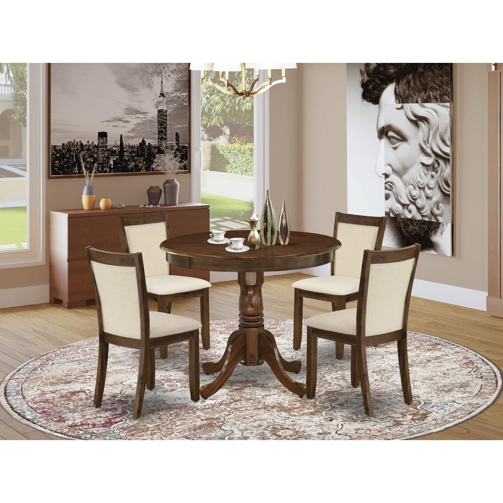 5 Pc Dining Set Includes a Round Wooden Table and 4 Parson Chairs. Picture 7