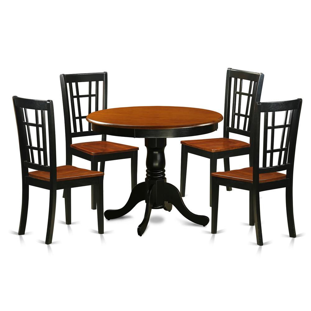 5  Pc  Dining  Table  with  4  Wood  Chairs  in  Black  and  Cherry. Picture 1