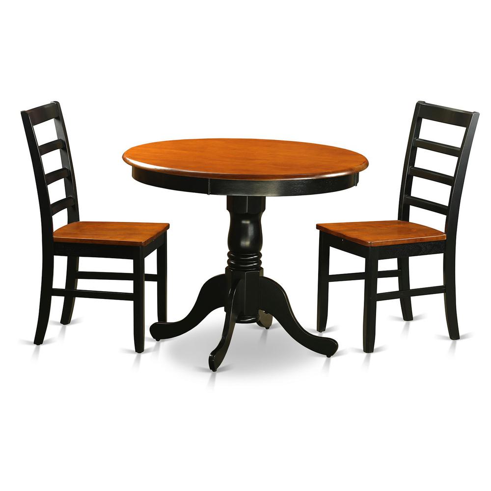 Dining  furniture  set  -  3  Pcs  with  2  Wooden  Chairs  in  Black  and  Cherry. Picture 1