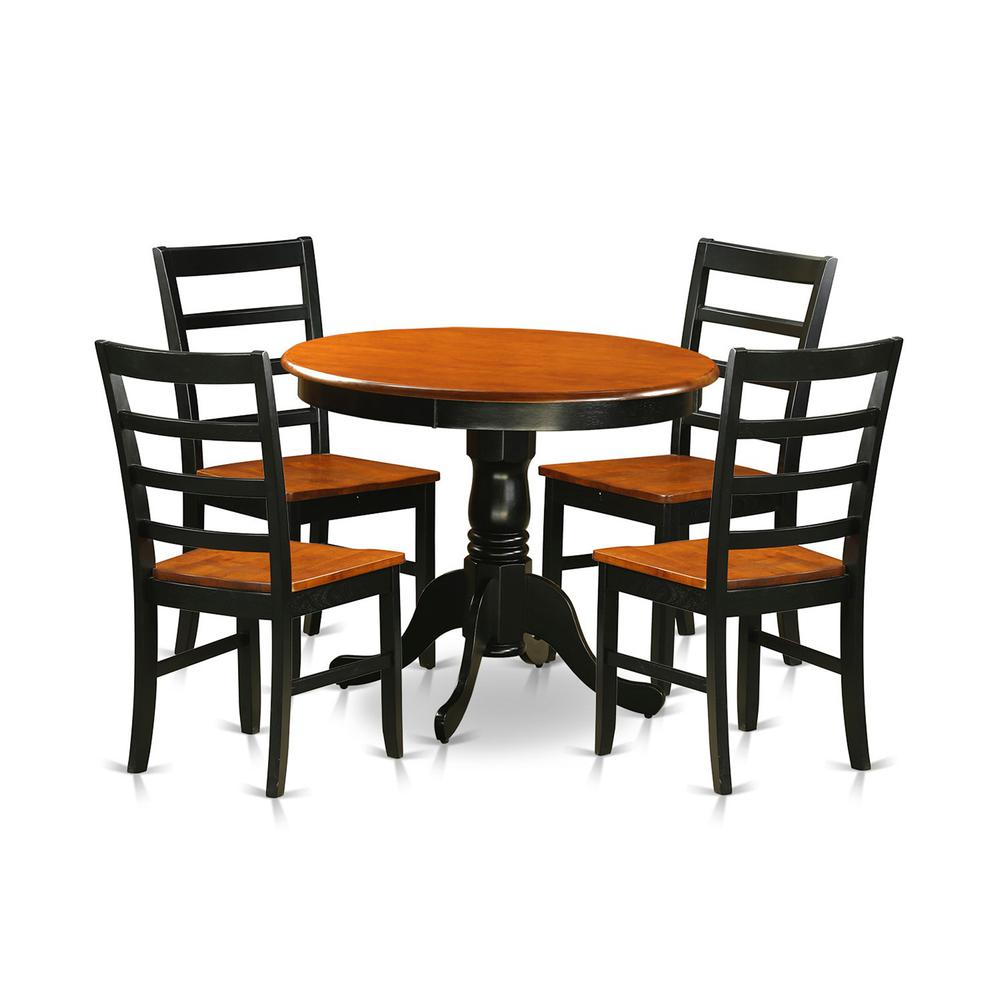 Dining  furniture  set  -  5  Pcs  with  4  Wooden  Chairs  in  Black. Picture 1