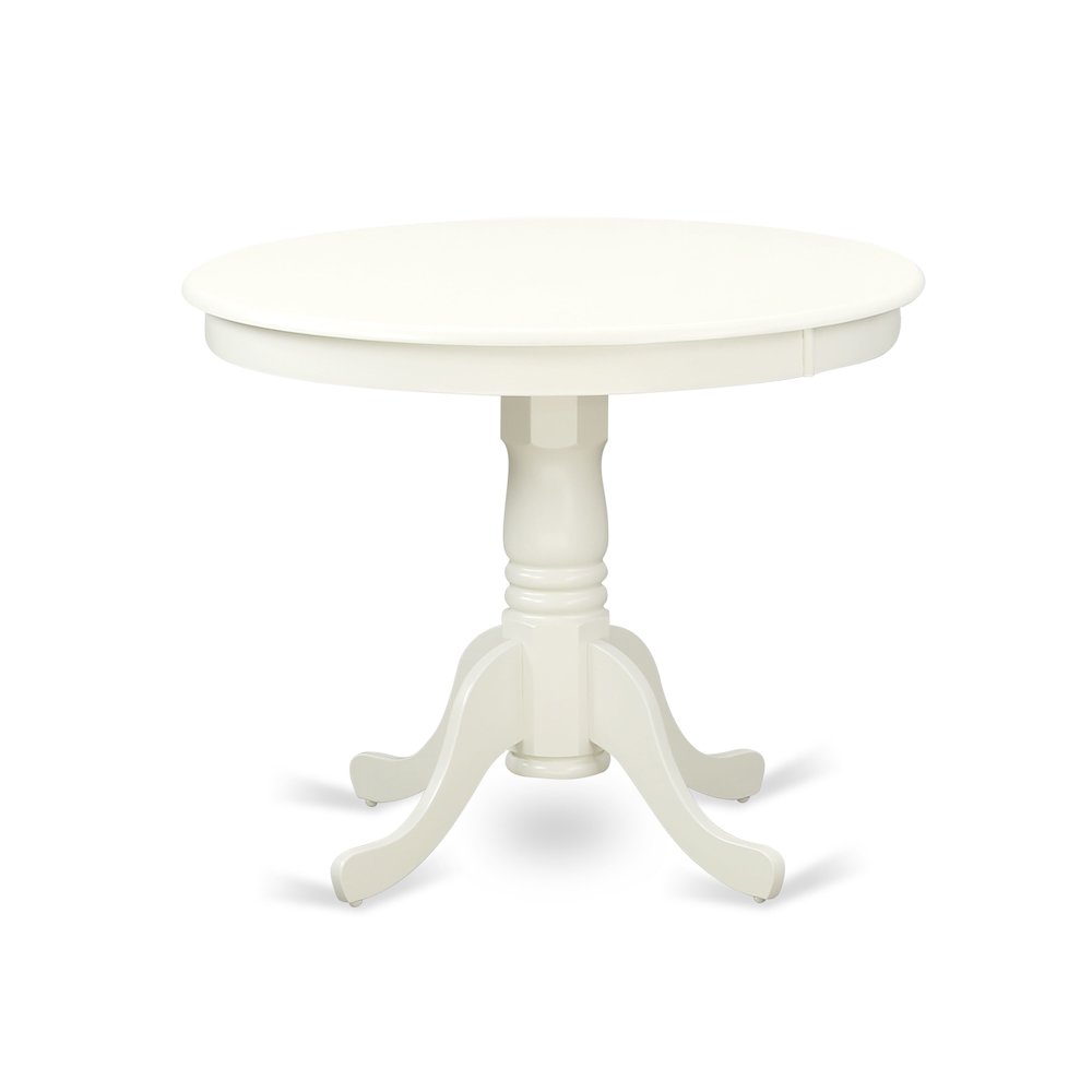 ANSI5-LWH-15 - A dining room table set of 4 wonderful indoor dining chairs with Linen Fabric Baby Blue color and a stunning 36-Inch Round dining table with Linen White color. Picture 2