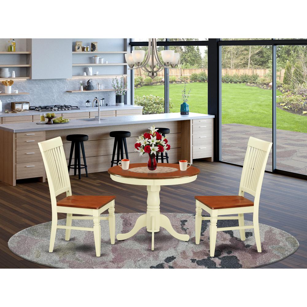 Dining Room Set Buttermilk & Cherry, ANWE3-BMK-W. Picture 2