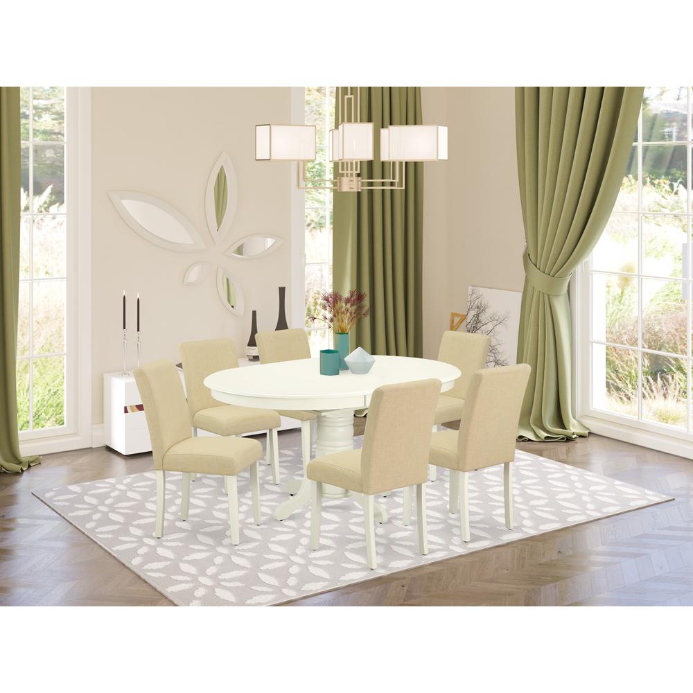 Dining Room Set Linen White, AVAB7-LWH-02. Picture 2