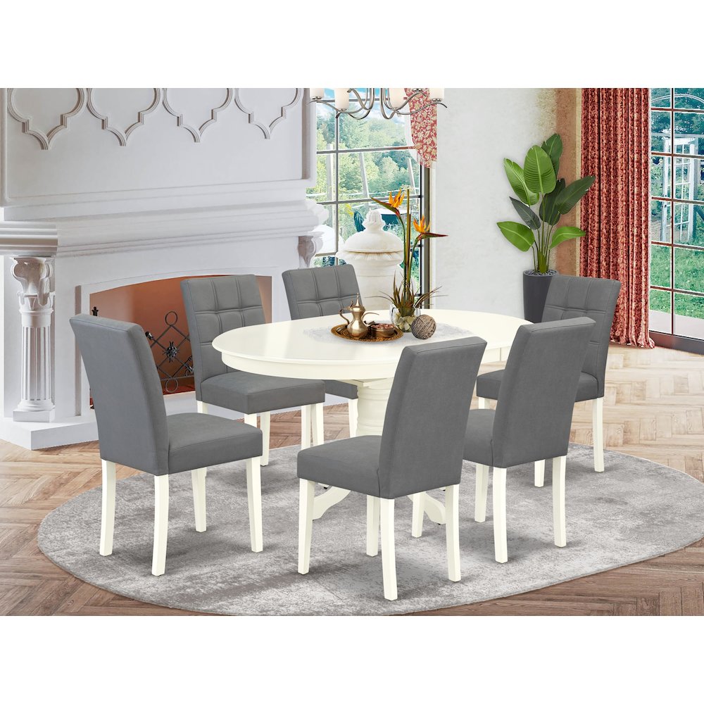 7 Piece Kitchen Table Set consists A Wood Table. Picture 2