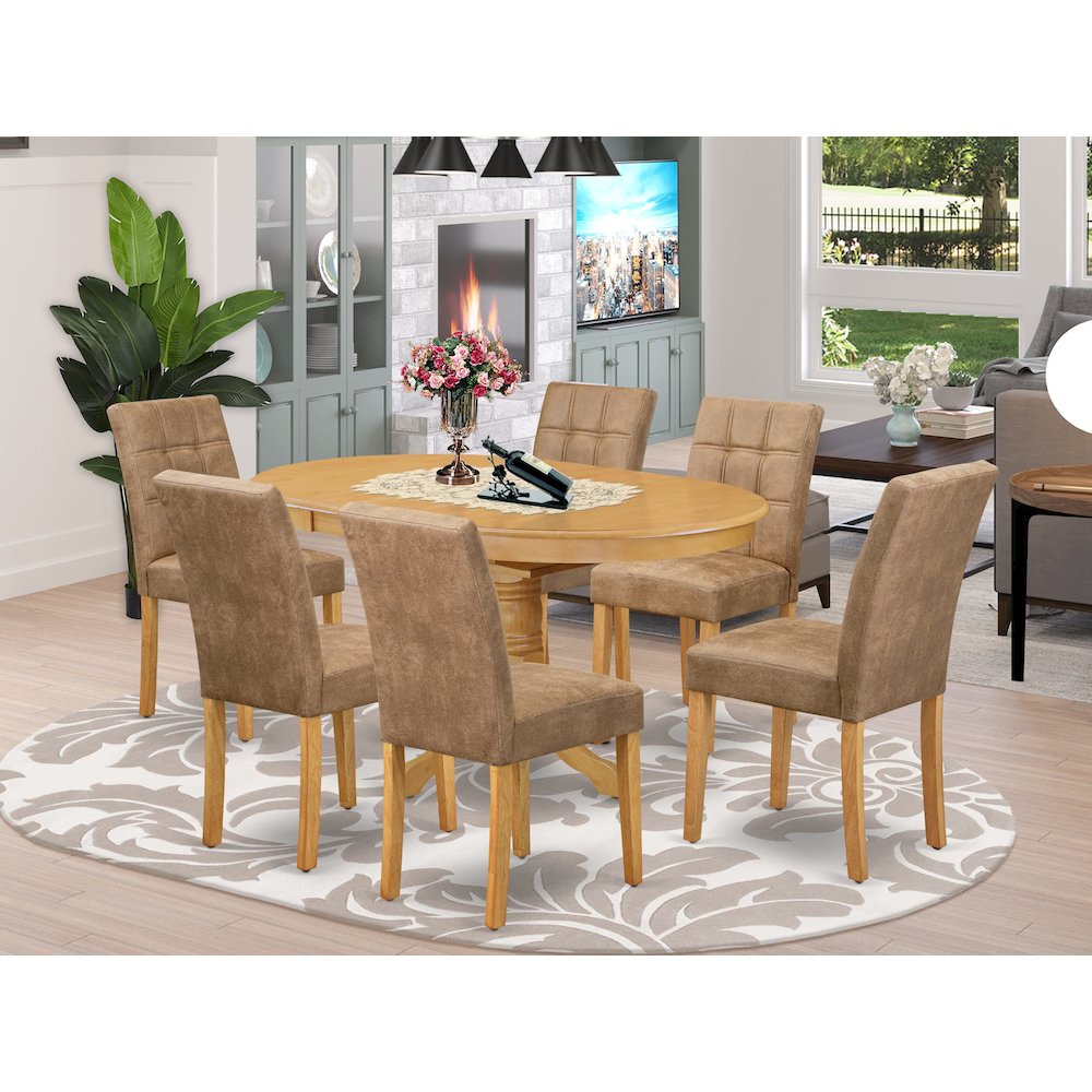 7 Piece Kitchen Dining Table Set consists A Wood Table. Picture 2