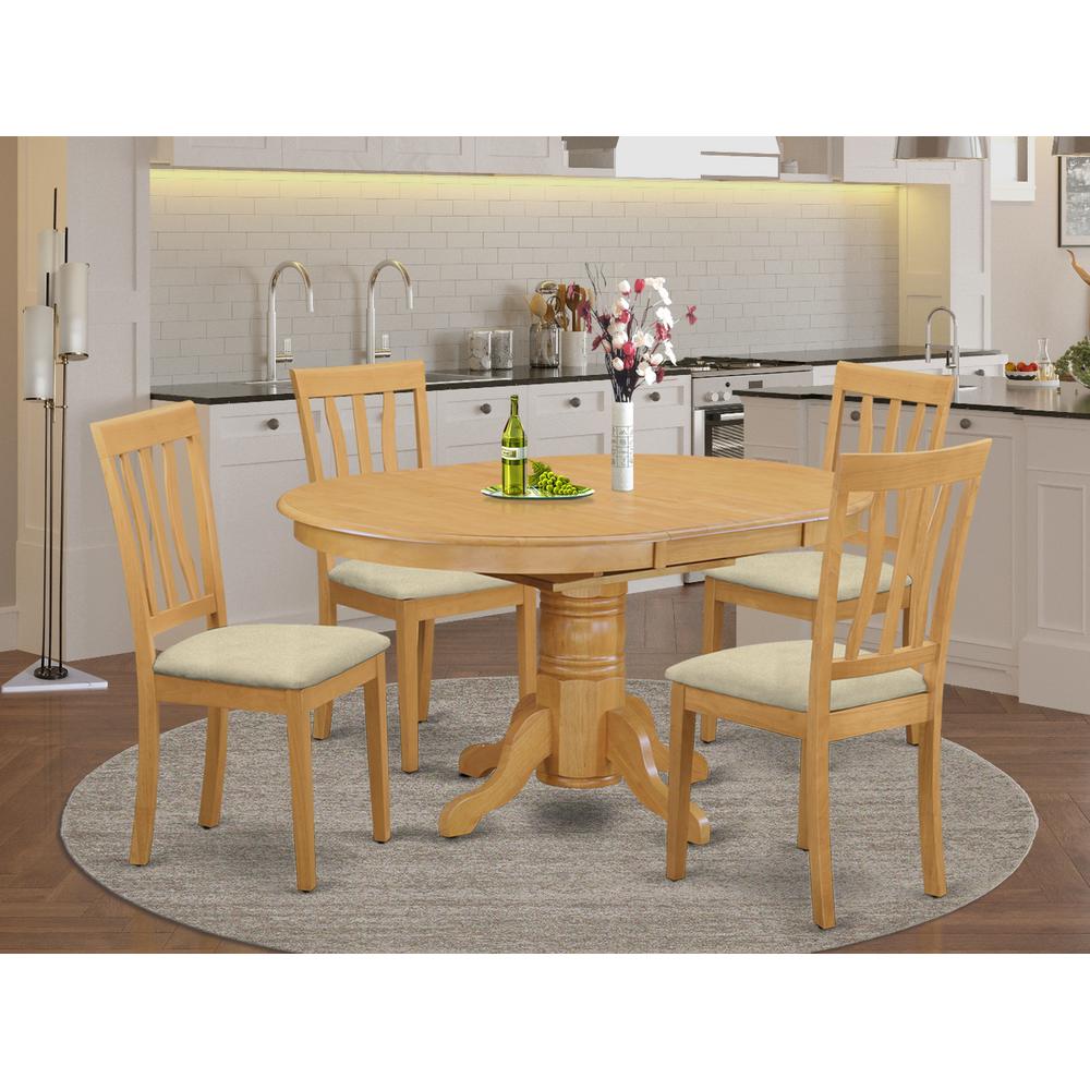 AVAT5-OAK-C 5 PC Dining room set - Kitchen dinette Table and 4 Kitchen Chairs. Picture 2