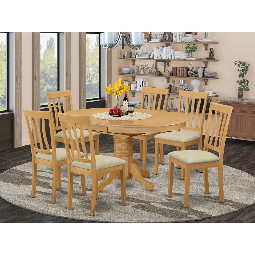 AVAT7-OAK-C 7 Pc Dinette Table set - Kitchen dinette Table and 6 Dining Chairs. Picture 2
