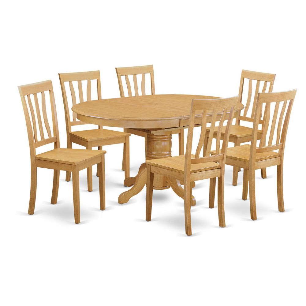 7  PC  Dining  room  set-Oval  Dining  with  Leaf  and  6  Dining  Chairs. Picture 1