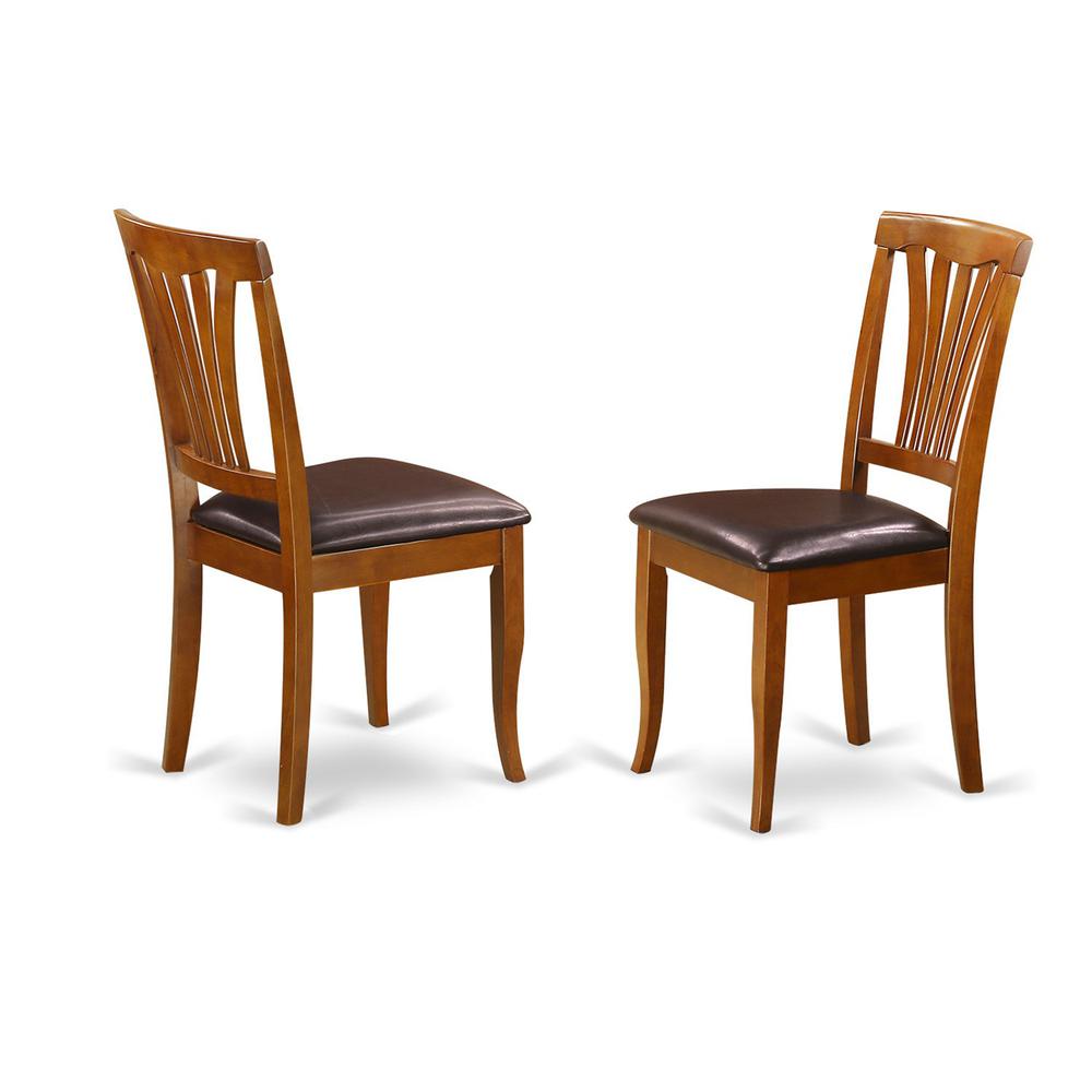 Avon kitchen dining Chair with Faux Leather Seat - Saddle Brow Finish, Set of 2. Picture 1