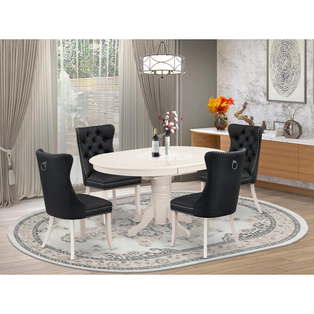 5 Piece Dining Set Consists of an Oval Dining Table with Butterfly Leaf. Picture 7