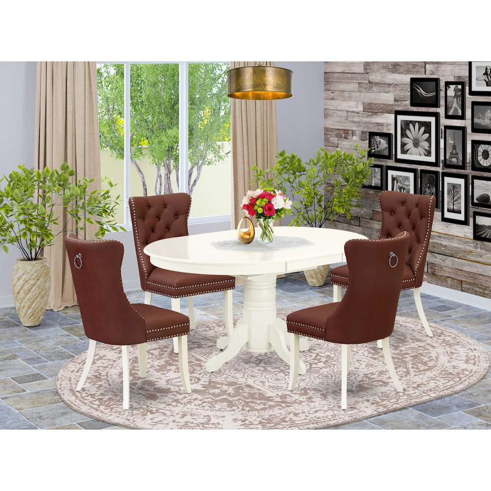 5 Piece Dining Room Furniture Set Consists of an Oval Dining Table. Picture 2