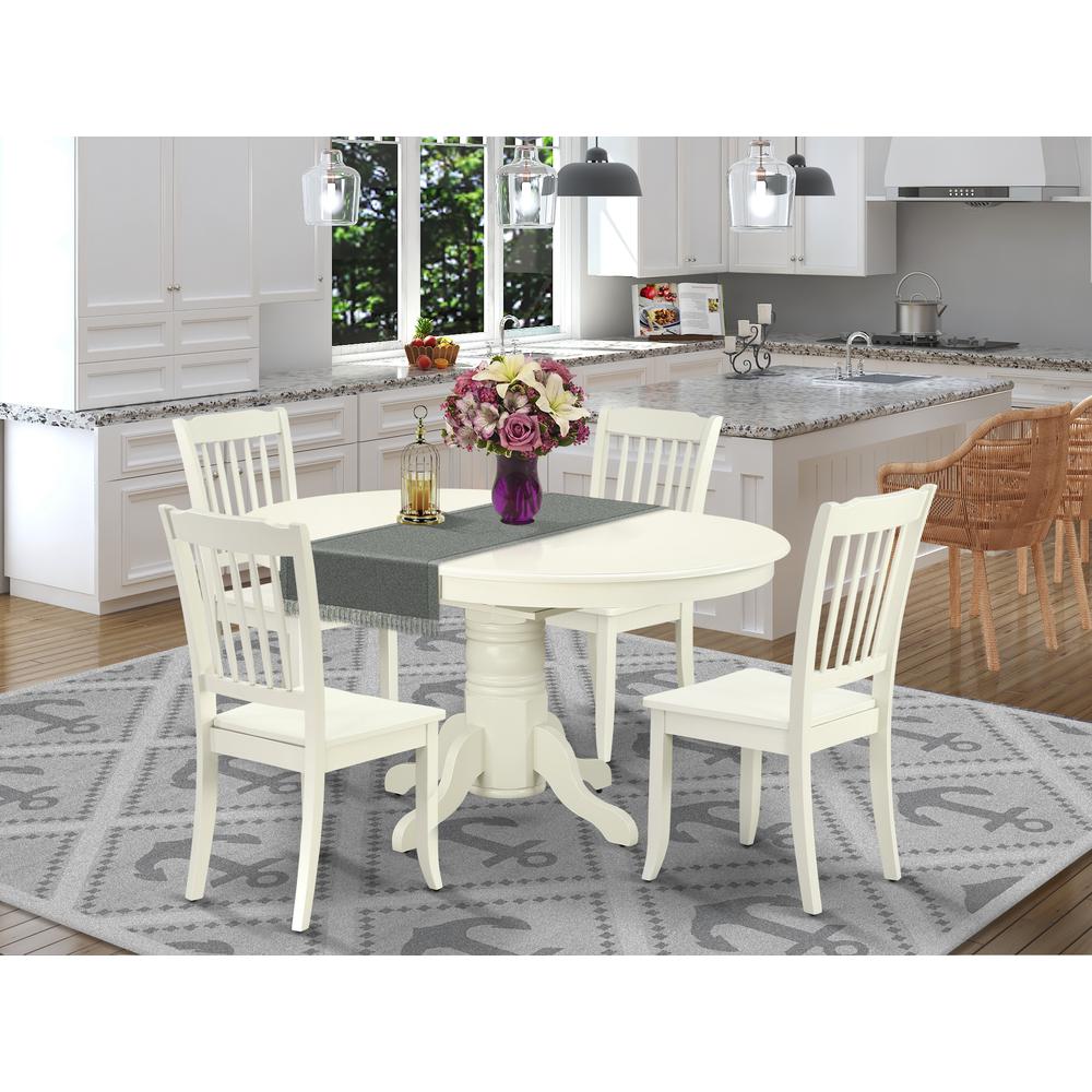 Dining Room Set Linen White, AVDA5-LWH-W. Picture 2