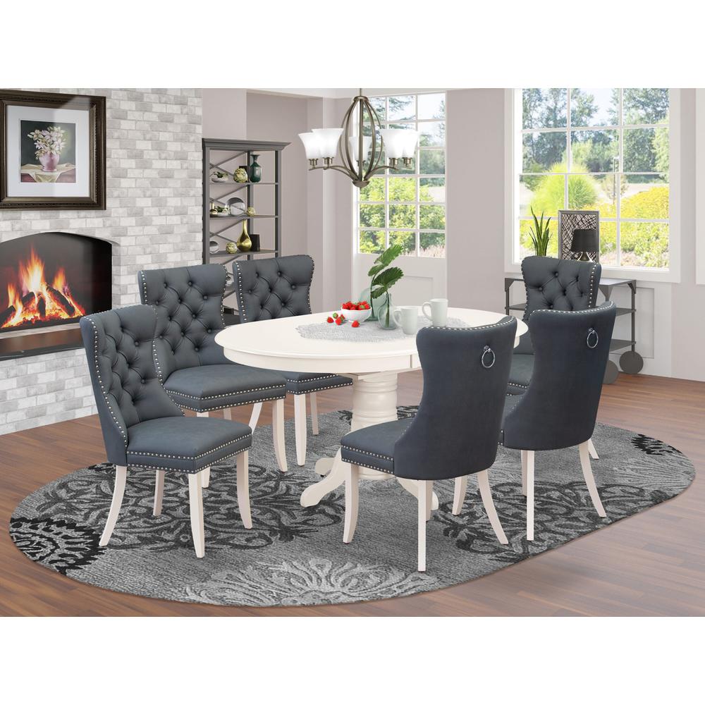 7 Piece Dining Set Contains an Oval Kitchen Table with Butterfly Leaf. Picture 7