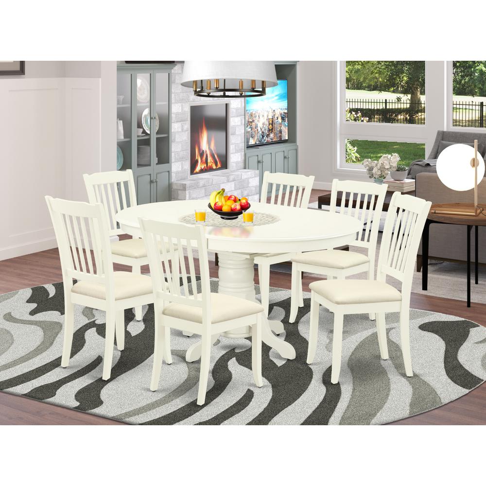 Dining Room Set Linen White, AVDA7-LWH-C. Picture 2