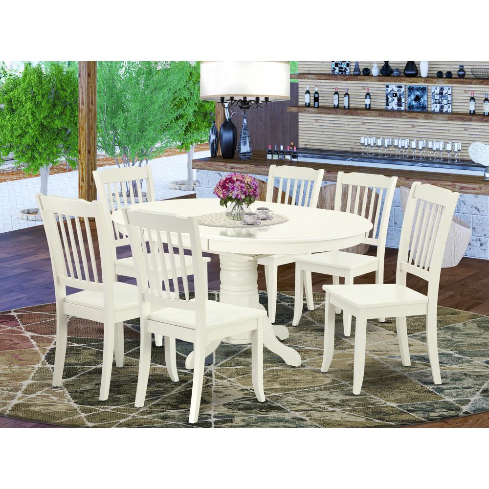 Dining Room Set Linen White, AVDA7-LWH-W. Picture 2